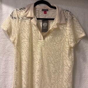 Vince Camuto Cream Polo Short Sleeve Button Down